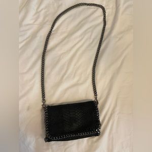Genuine Leather Women’s Black Crossbody purse Crocodile Print